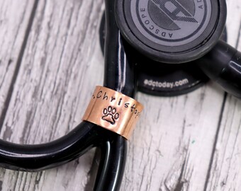 Copper Stethoscope ID Tag, Stethoscope ID Band, Wide Stethoscope ID Ring, Nurse Gift, Doctor Gift, Personalized Stethoscope Charm 1/2"