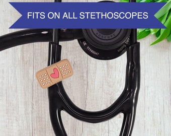 Stethoscope Charm, Stethoscope Tag Accessory, Gift for Nurse, Stethoscope Bling Charm, Stethoscope Cuff, Nurse Accessory, Band aid