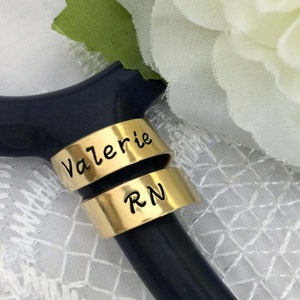 Brass Stethoscope ID Tag, Stethoscope Ring, Spiral Wrap Stethoscope ID Name Tag, Nurse Gift, Doctor Gift, Personalized Stethoscope Ring STY1 image 2