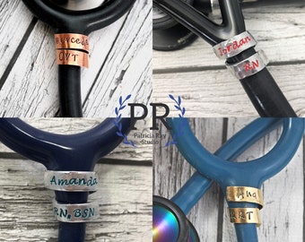 Stethoscope ID Tag, Stethoscope ID Ring, Nurse Gift, Doctor Gift, Personalized Stethoscope Name Tag, Respiratory Therapist Gift, Smooth STY1