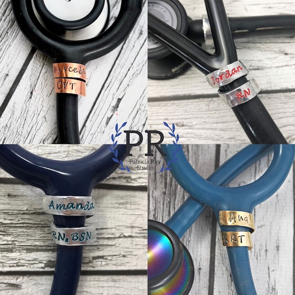 Stethoscope ID Tag, Stethoscope ID Ring, Nurse Gift, Doctor Gift, Personalized Stethoscope Name Tag, Respiratory Therapist Gift, Smooth STY1