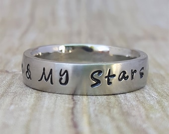 Name Ring, Personalized Ring, Hand Stamped Ring, Wedding Band, Promise Ring, Initial Ring, Custom Ring, Stamped Jewelry, 5mm Brushed Band