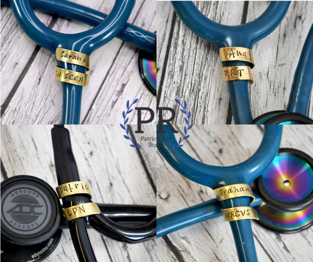 Brass Stethoscope ID Tag, Stethoscope Ring, Spiral Wrap Stethoscope ID
