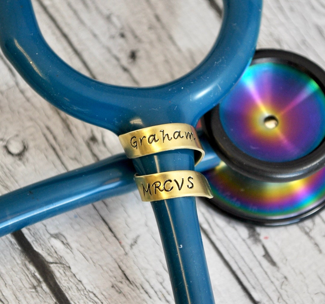 Brass Stethoscope ID Tag, Stethoscope Ring, Spiral Wrap Stethoscope ID