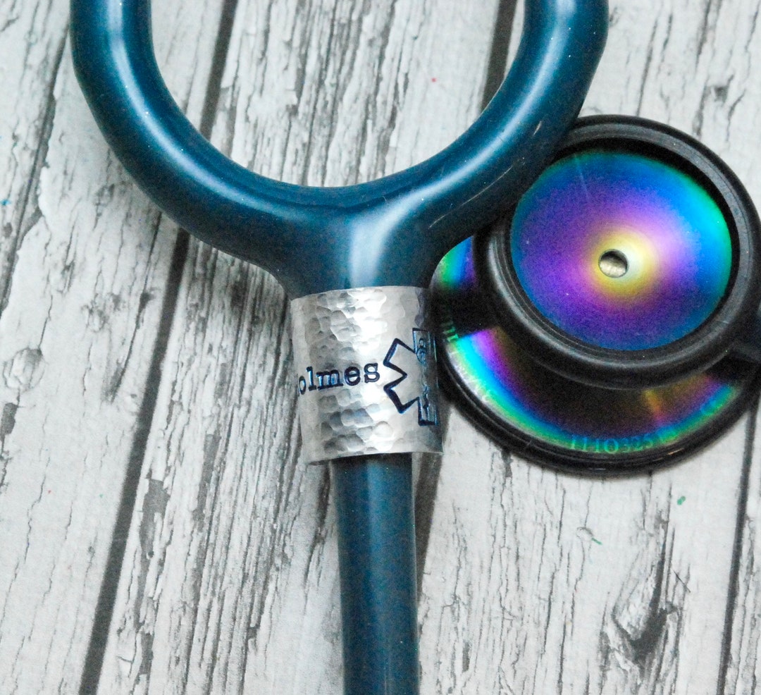 EMS Stethoscope ID Ring, Textured Stethoscope Tag, Wide Stethoscope Id