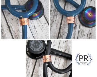 Copper Stethoscope ID Tag, Stethoscope ID Band, Littmann Stethoscope ID Ring, Nurse Gift, Doctor Gift, Personalized Stethoscope Charm 1/2"