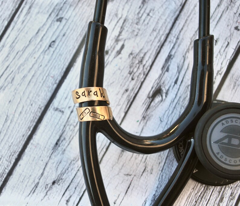 Brass Stethoscope ID Tag Stethoscope Name Ring Gold Etsy