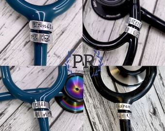 Stethoscope ID Tag, Stethoscope ID Ring, Littmann ID Ring, Nurse Gift, Personalized Stethoscope Name Tag, Stethoscope Charm STY2 smooth