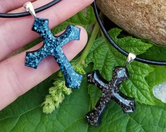 CROSS PENDANT Necklace made from your preserved Wedding or Memorial Flowers or Pet Cremains Fur Custom Bridal or Funeral Keepsake  VICTORIAN