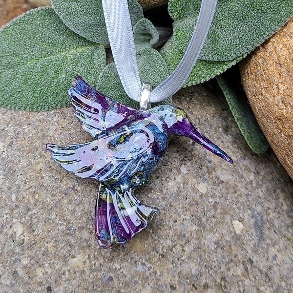 Ornament made from your preserved Wedding or Memorial Flowers or Pet Cremains or Fur Custom Bridal or Funeral Keepsake - HUMMINGBIRD