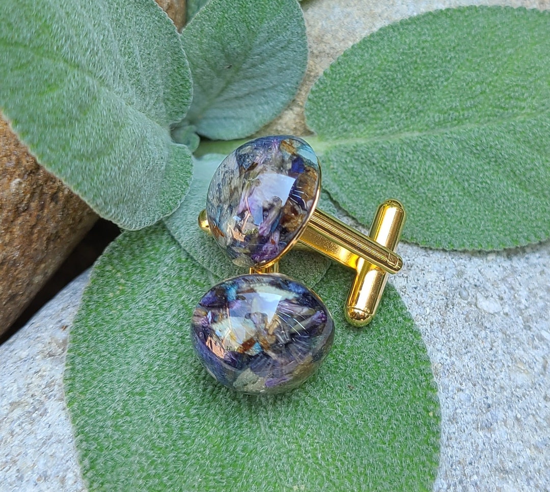 CUFFLINKS Made From Your Preserved Wedding or Memorial Flowers Pet