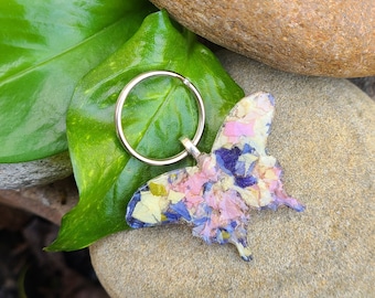 Butterfly KEY RING made from your preserved Wedding or Memorial Flowers Pet Cremains or Fur Custom Bridal or Funeral Keepsake - SWALLOWTAIL