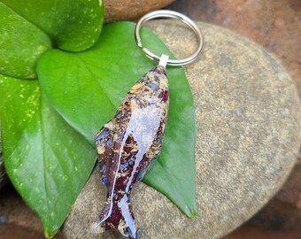 KEYRING made from your preserved Wedding or Memorial Flowers Pet Cremains or Fur Custom Bridal or Funeral Keepsake - ROCOCO FISH