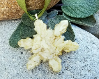 Ornament made from your preserved Wedding or Memorial Flowers or Pet Cremains or Fur Custom Bridal or Funeral Keepsake SNOWFLAKE