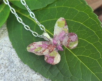 BUTTERFLY PENDANT Necklace made from your preserved Wedding  Memorial Flowers or Pet Cremains  Fur  Custom Bridal  Funeral Keepsake  MONARCH