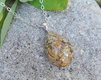 TEARDROP PENDANT Necklace made from your preserved Wedding or Memorial Flowers or Pet Cremains Fur Custom Bridal or Funeral Keepsake