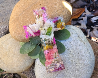 Standing Monument CROSS - made from your preserved Wedding  Memorial Flowers Pet Cremains or Fur  Custom Bridal or Funeral Keepsake