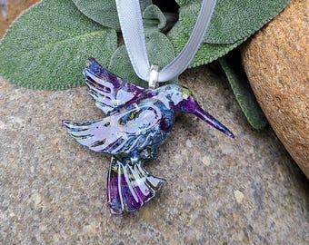Ornament made from your preserved Wedding or Memorial Flowers or Pet Cremains or Fur Custom Bridal or Funeral Keepsake - HUMMINGBIRD