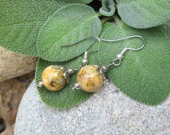 EARRINGS made from your preserved Wedding or Memorial Flowers or Pet Cremains or Fur  Custom Bridal or Funeral Keepsake   DECO DAISY