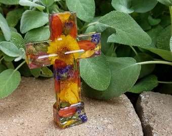 Standing Monument CROSS - made from your preserved Wedding  Memorial Flowers Pet Cremains or Fur  Custom Bridal or Funeral Keepsake