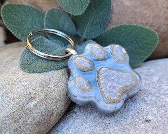 PAW - KEY RING Memorial Pet Keepsake made from your your Dried Flowers, Pet's fur or Cremains - Small