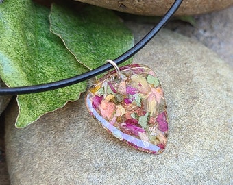 PENDANT Necklace made from your preserved Wedding or Memorial Flowers Pet Cremains or Fur Custom Bridal or Funeral Keepsake GUITAR PICK