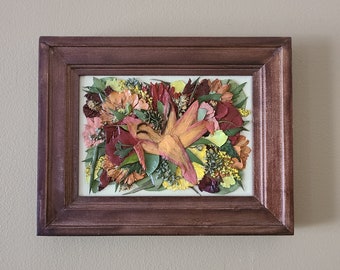 PRESSED Flower Keepsake on Canvas - made from your preserved Wedding or Memorial Petals  Custom Bridal or Funeral Wall Art - CASUAL DESIGN