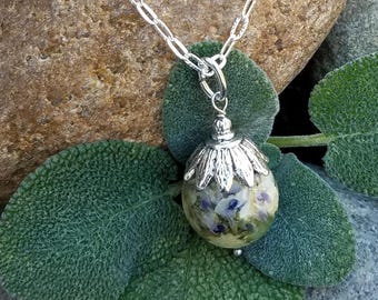 PENDANT Necklace Charm made from your preserved Wedding Memorial Flowers or Pet Cremains or Fur Custom Bridal Funeral Keepsake  SUN DROP