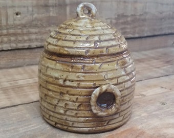 Custom Cremation Urn - Stoneware Cremains Jar - BEEHIVE