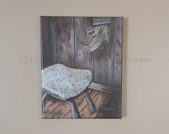 Original Fine Art Painting - Acrylic on Canvas By Melinda Cunningham - 8" x 10" - "Have a Seat"
