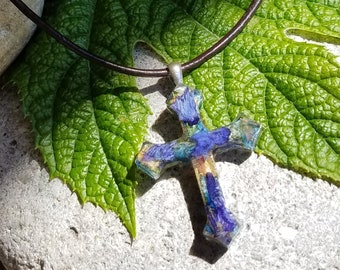 CROSS PENDANT Necklace made from your preserved Wedding or Memorial Flowers or Pet Cremains Fur Custom Bridal or Funeral Keepsake  VICTORIAN