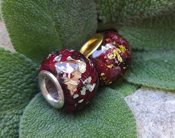 European CHARM BEAD made from your preserved Wedding or Memorial Flowers or Pet Cremains or Fur  Custom Bridal or Funeral Keepsake
