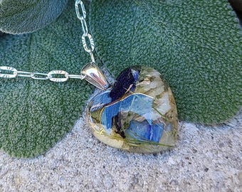 HEART PENDANT Necklace made from your preserved Wedding or Memorial Flowers or Pet Cremains Fur Custom Bridal or Funeral Keepsake
