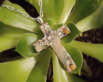 CROSS PENDANT Necklace made from your preserved Wedding or Memorial Flowers or Pet Cremains Fur  Custom Bridal or Funeral Keepsake  - SIMPLE