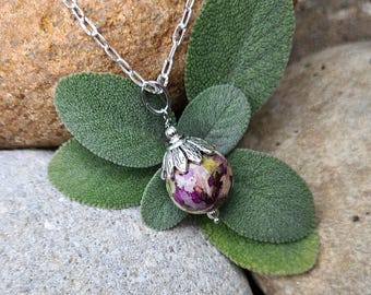 PENDANT Necklace Charm made from your preserved Wedding Memorial Flowers or Pet Cremains or Fur Custom Bridal Funeral Keepsake  SUN DROP