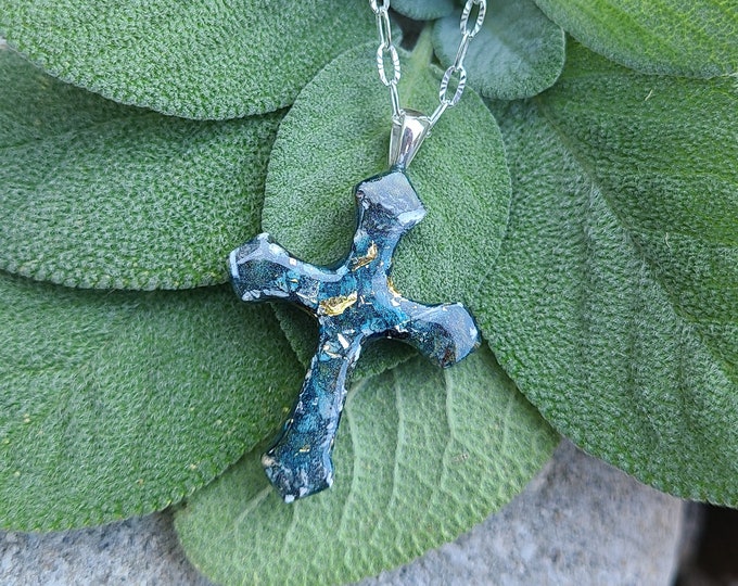 Featured listing image: CROSS PENDANT Necklace made from your preserved Wedding or Memorial Flowers or Pet Cremains Fur Custom Bridal or Funeral Keepsake  VICTORIAN