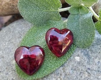 EARRINGS made from your preserved Wedding or Memorial Flowers or Pet Cremains or Fur  Custom Bridal or Funeral Keepsake  - HEART