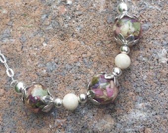 Necklace made from your preserved Wedding or Memorial Flowers or Pet Cremains or Fur  Custom Bridal or Funeral Keepsake  FLORAL TIDE Swag