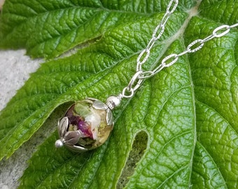 PENDANT Necklace Charm made from your preserved Wedding Memorial Flowers or Pet Cremains or Fur Custom Bridal Funeral Keepsake  DEW DROP