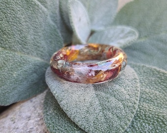 6mm RING BAND made from your preserved Wedding or Memorial Flowers or Pet Cremains or Fur  - Custom Bridal or Funeral Keepsake
