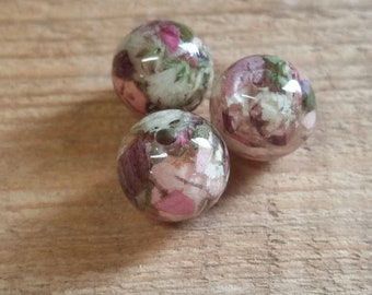 ROUND BEAD made from your preserved Wedding or Memorial Flowers or Pet Cremains or Fur Custom Bridal or Funeral Keepsake  CLEAR