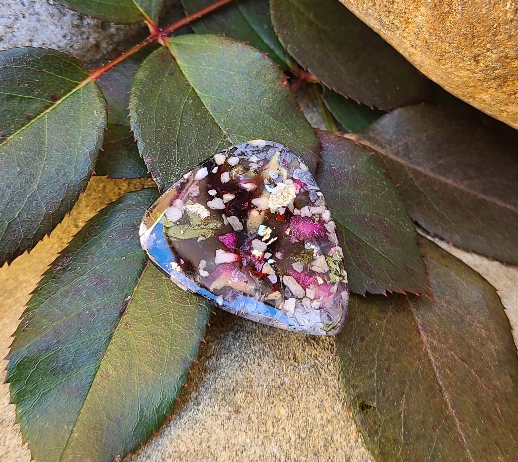 Functional GUITAR PICK made from your preserved Wedding or Memorial Flowers Pet Cremains or Fur Custom Bridal or Funeral Keepsake