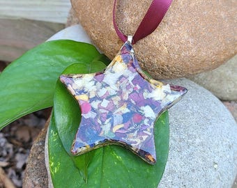 Ornament made from your preserved Wedding or Memorial Flowers or Pet Cremains or Fur Custom Bridal or Funeral Keepsake - STAR