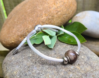 BRACELET - Preserved Wedding Funeral Memorial Flowers Pet Cremains Fur Custom Keepsake - Adjustable Single Sliding Knot SATIN NYLON Cording