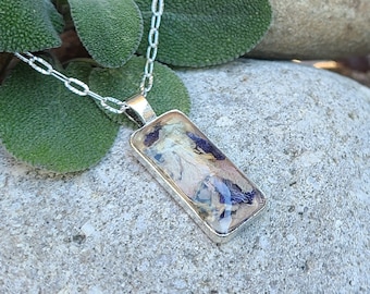 Rectangle PENDANT Necklace made from your preserved Wedding Memorial Flowers Pet Cremains Fur Custom Bridal Funeral Keepsake - RUE