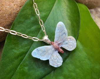BUTTERFLY PENDANT Necklace made from your preserved Wedding  Memorial Flowers or Pet Cremains  Fur  Custom Bridal  Funeral Keepsake  MONARCH