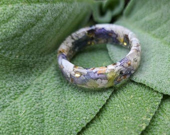 6mm RING BAND made from your preserved Wedding or Memorial Flowers or Pet Cremains or Fur  - Custom Bridal or Funeral Keepsake