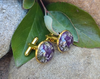 CUFFLINKS made from your preserved Wedding or Memorial Flowers Pet Cremains Fur Custom Bridal or Funeral Keepsake - HARBOR
