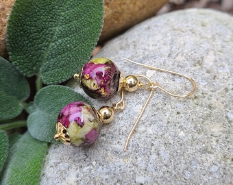 EARRINGS made from your preserved Wedding or Memorial Flowers or Pet Cremains or Fur  Custom Bridal or Funeral Keepsake   MEADOW