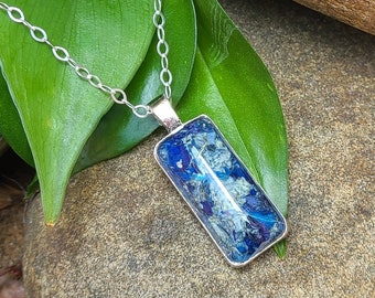 Rectangle PENDANT Necklace made from your preserved Wedding Memorial Flowers Pet Cremains Fur Custom Bridal Funeral Keepsake - RUE